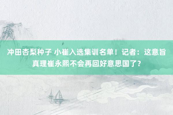 冲田杏梨种子 小崔入选集训名单！记者：这意旨真理崔永熙不会再回好意思国了？