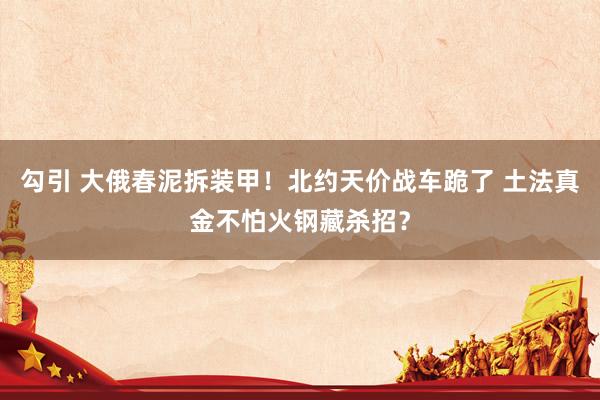 勾引 大俄春泥拆装甲！北约天价战车跪了 土法真金不怕火钢藏杀招？