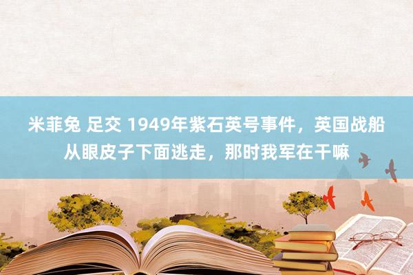 米菲兔 足交 1949年紫石英号事件，英国战船从眼皮子下面逃走，那时我军在干嘛