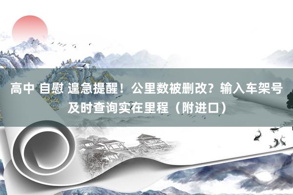 高中 自慰 遑急提醒！公里数被删改？输入车架号及时查询实在里程（附进口）
