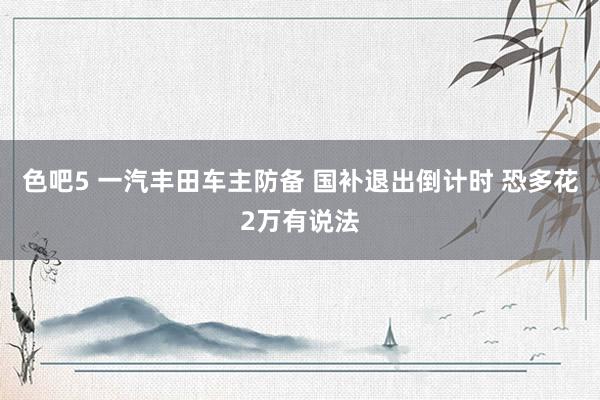 色吧5 一汽丰田车主防备 国补退出倒计时 恐多花2万有说法